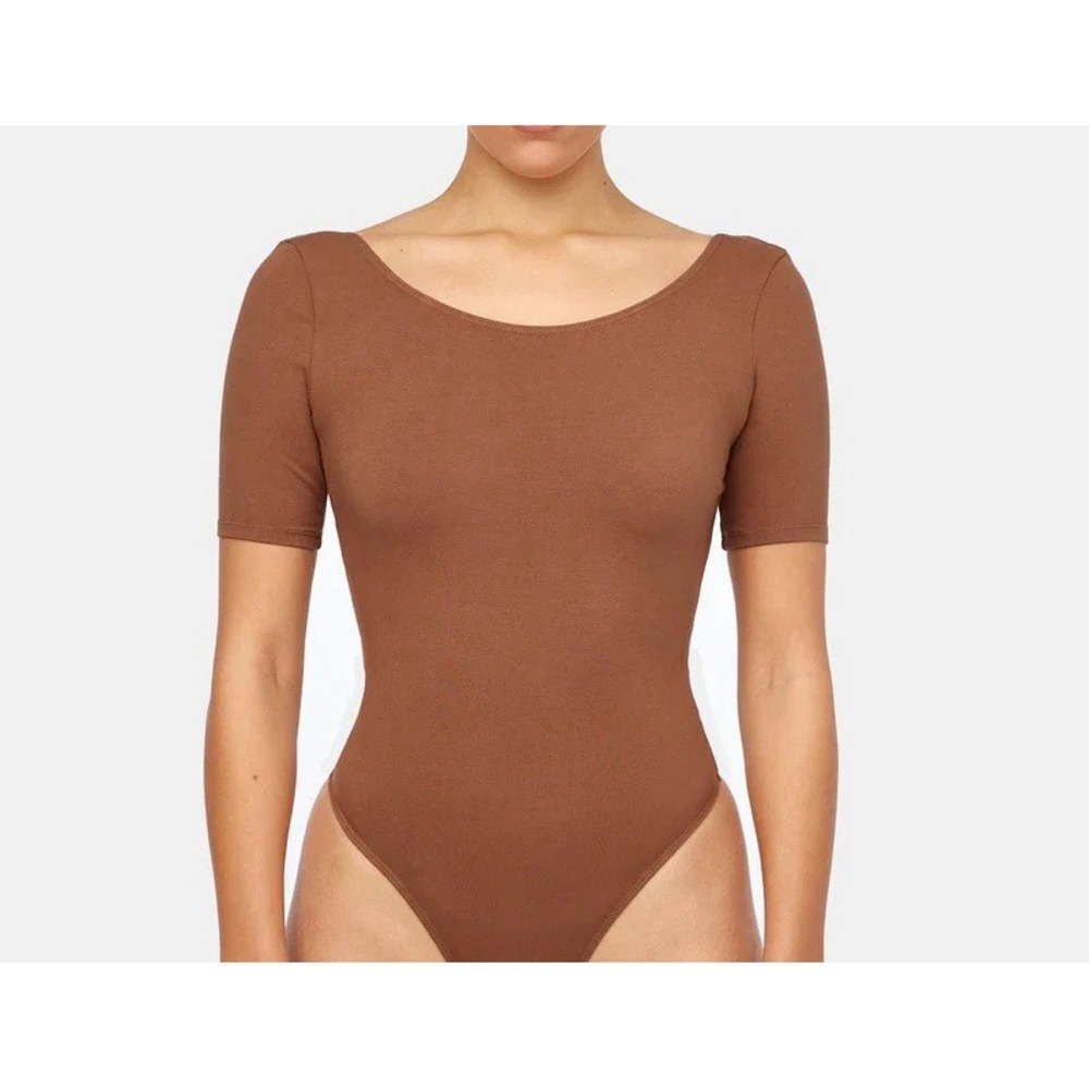 LACAUSA Scoop Neck Bodysuit‎ XS Clay Brown Organic Cotton NWT